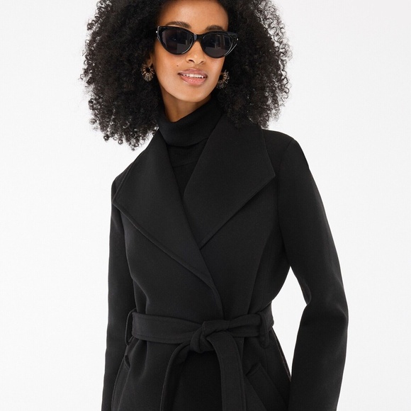 New JCREW Size 22 Belted Wool-Blend Coat in Black $328 CD824 - Picture 3 of 5